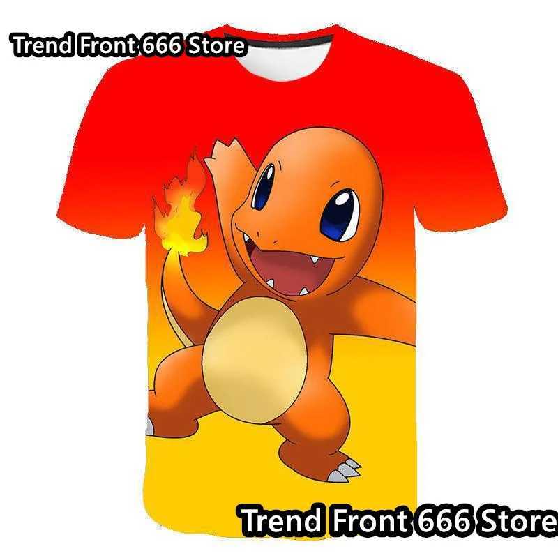 T-Shirts Erkek ve Kız Cep Canavar T-Shirt Pok Mon Anime 3D Sokak Giyim Sıradan Moda Ekstra Büyük T-Shirt Çocuk T-Shirtl2404