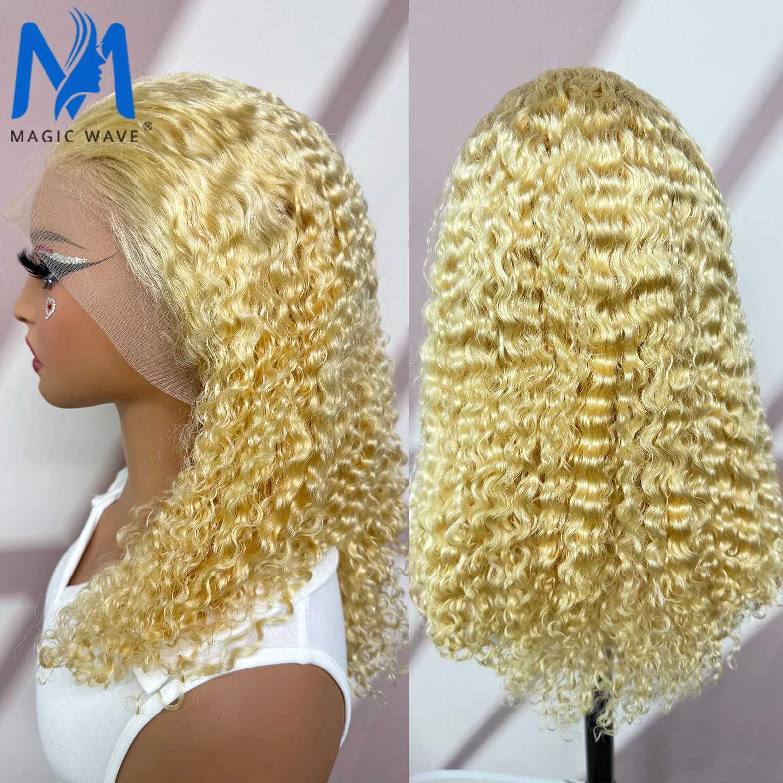 Perruques synthétiques 613 # vague d'eau blonde cheveux humains pour femmes noires 250% densité 13x4 en dente