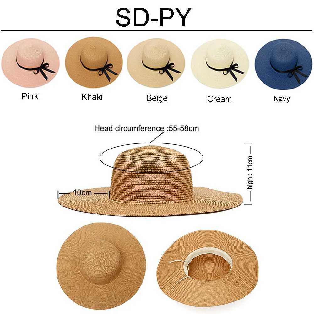 Wide Brim Hats Bucket Hats Womens Sun Str hat mens wide Brim summer beach hat foldable and rolled up soft hat childrens girls boys Sun Cs J240429
