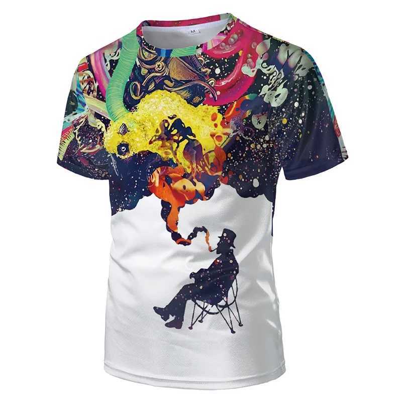 T-shirts leuke t-shirt psychedelische t-shirt heren heren champignon anime kleding geometrisch t-shirt 3d graffiti t-shirt geprint Harajuku t-shirtl2404