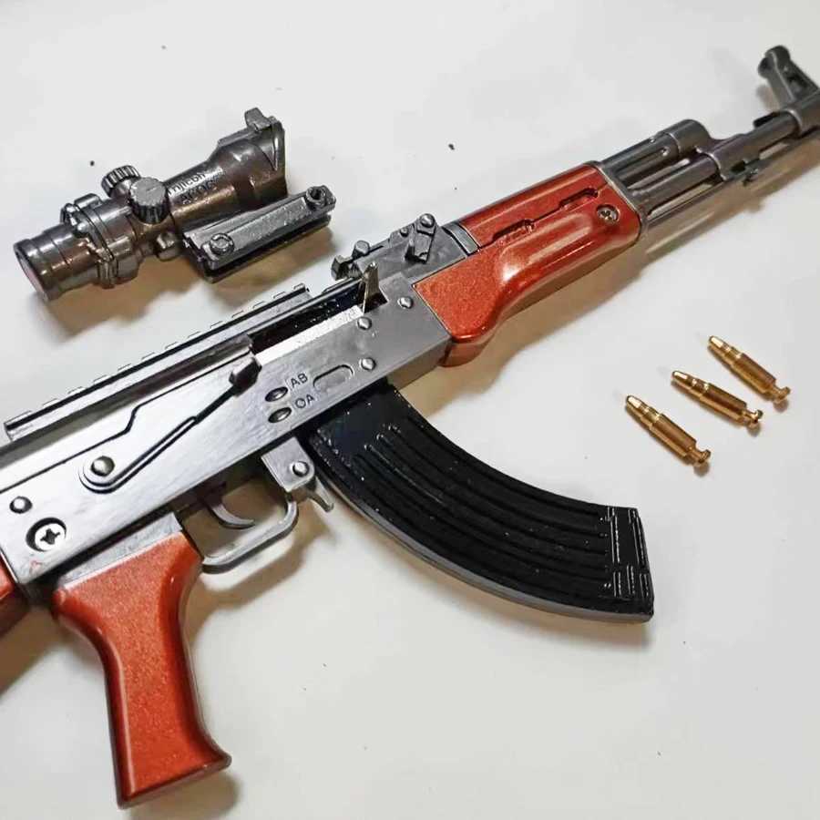 Toys de pistolet 1 3 alliage mini awm akm sniper mitraillement détachable modèle de pistolet métal 98k assemblage pistolet jouet garçons cadeaux t240428