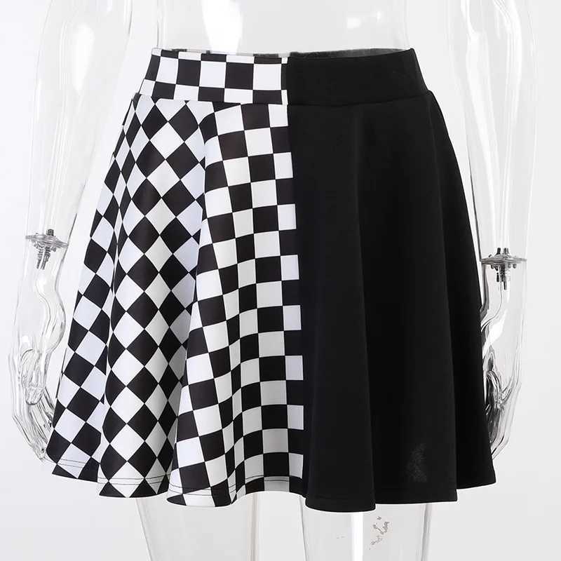 Gonne ficher punk gonna gallia a quadri gothic a line mini harajuku streetwear sexy plaid patchwork gonna e girl grunge y2k club wearl2429