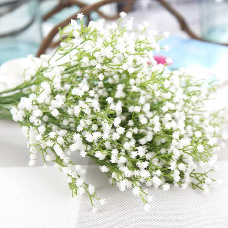 Высушенные цветы искусственные гипсофилы мини -головы гидрангея белые цветочные свадебные поставки домашний декор декор для декора декора декора