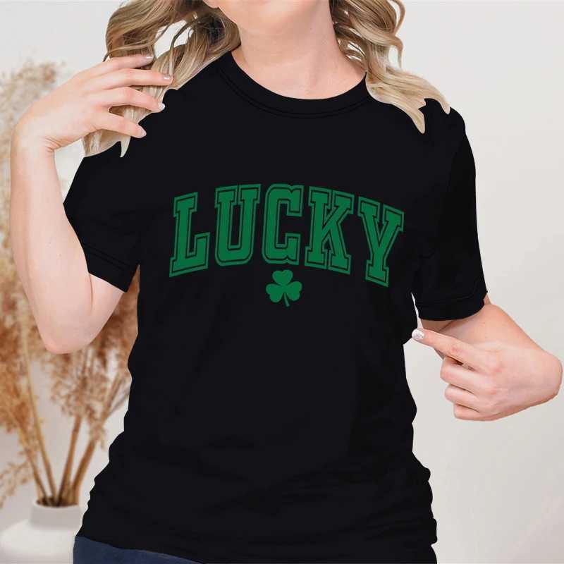 Мужские футболки y2k Fashion Simple Style рубашка с большой зеленой буквой ирландская рубашка Comfort Colors ST Day футболка Summer Cool Lucky Pritempl2404