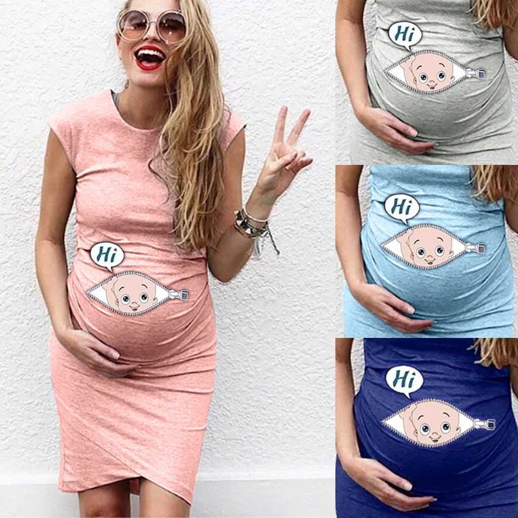 Maternity Dresses Cute Pregnant Womens Dress Loose Casual Clothing Plus Size Q2404271