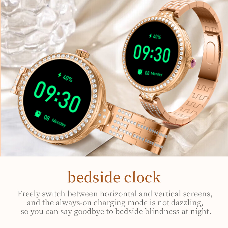 HW16 Mini Luxury Women Smart Watch 1,35 дюйма HD Full Touch Screen Fashion Watch Watch Fitness Tracker Мониторинг здоровья Умные часы с браслетой серьги