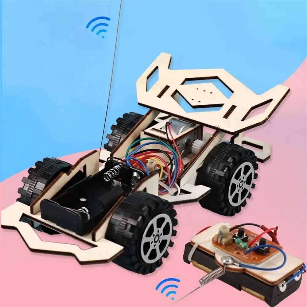 3D Puzzles Childrens Assembléia de madeira DIY 4-CH Electric RC Racing Car Modelo de Experiência científica Toy Toy Fun DIY MOME