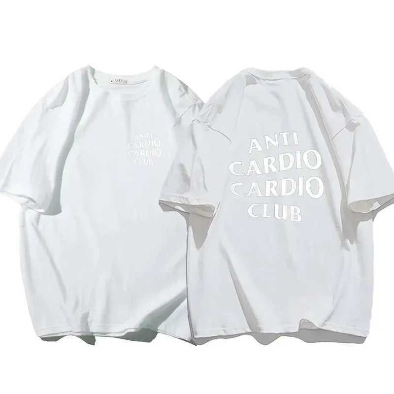 Men's T-Shirts Plus Size Anti Cardio Club T Shirt Life Letter Print T-Shirt Cotton Short Slve Women Men Clothes Summer Oversize Hip Hop Ts Y240429