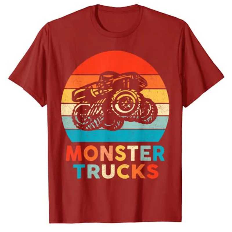 T-shirts masculins Camion monstre pour les tout-petits adultes garçons girls enfants t-shirt mignon camion amateur graphique t-shirt y2k top top à manches courte givell2403