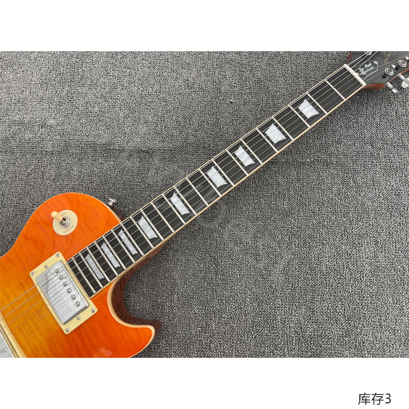 Strumpa! Electric Guitar Honey Burst Flame Top Rosewood Fingerboard Trapezoid Shape Inlay Chrome Parts!