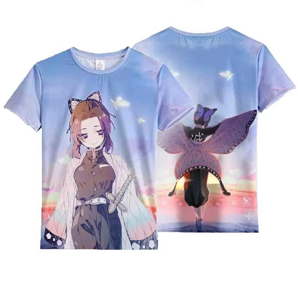 T-shirts Nieuwe Summer Fashion Anime Devil Killer Kochou Shinobu 3D T-Shirt Childrens Casual T-Shirt Boys and Girls Unisex Clothing Extra grote T-shirtl2404