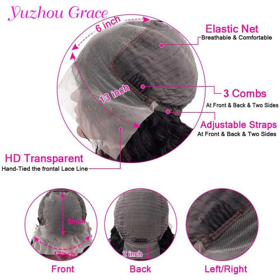 Synthetische Perücken 13x6 Hochdefinition Spitze vorne Perücken gerade matt 250 Dichte menschliches Haar Voraberhebung Yuzhou Grace Q240427