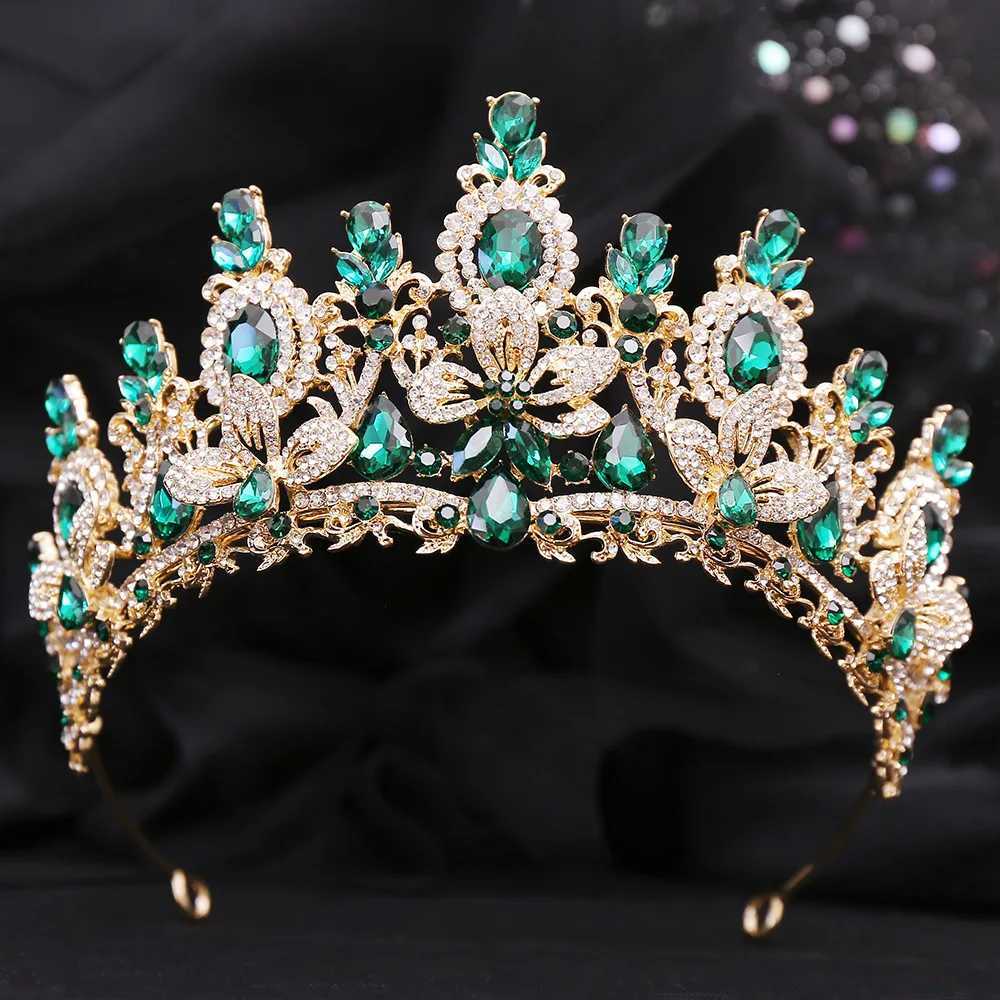 Tiaras Luxury Women Green Blue Pink Crystal Crystal Flower Tiara Crown Wedding вечеринка Новая элегантная свадебная невеста.