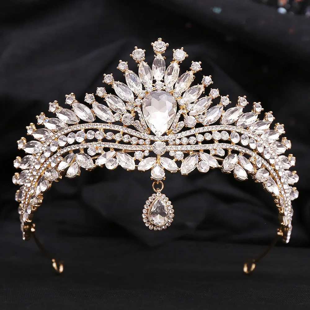 Tiaras lyxigt sött vatten droppe opal tiara för kvinnor bröllop fest klänning gåva elegant brud brud kristall krona hår tillbehör