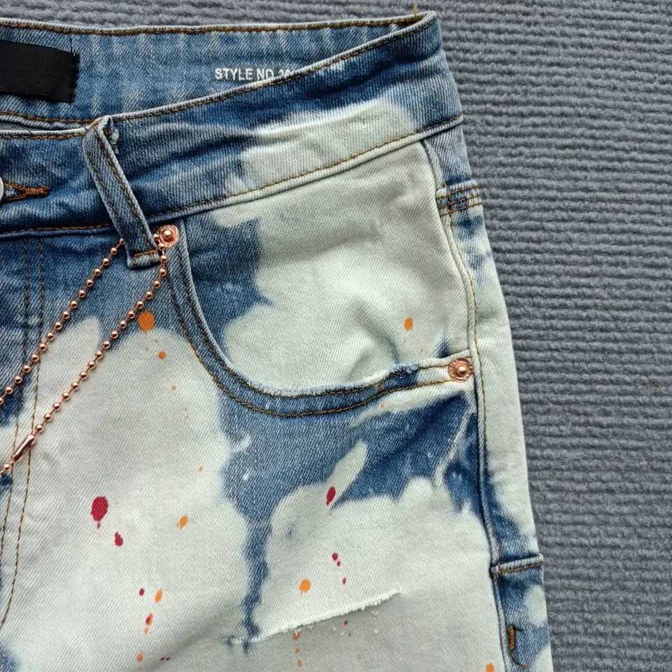 Heren shorts Top Kwaliteit Nieuw paars Paarse Roca Brand Trendy elastisch randen Middle Pants onregelmatig licht kleur gewassen denim shorts broek J240429