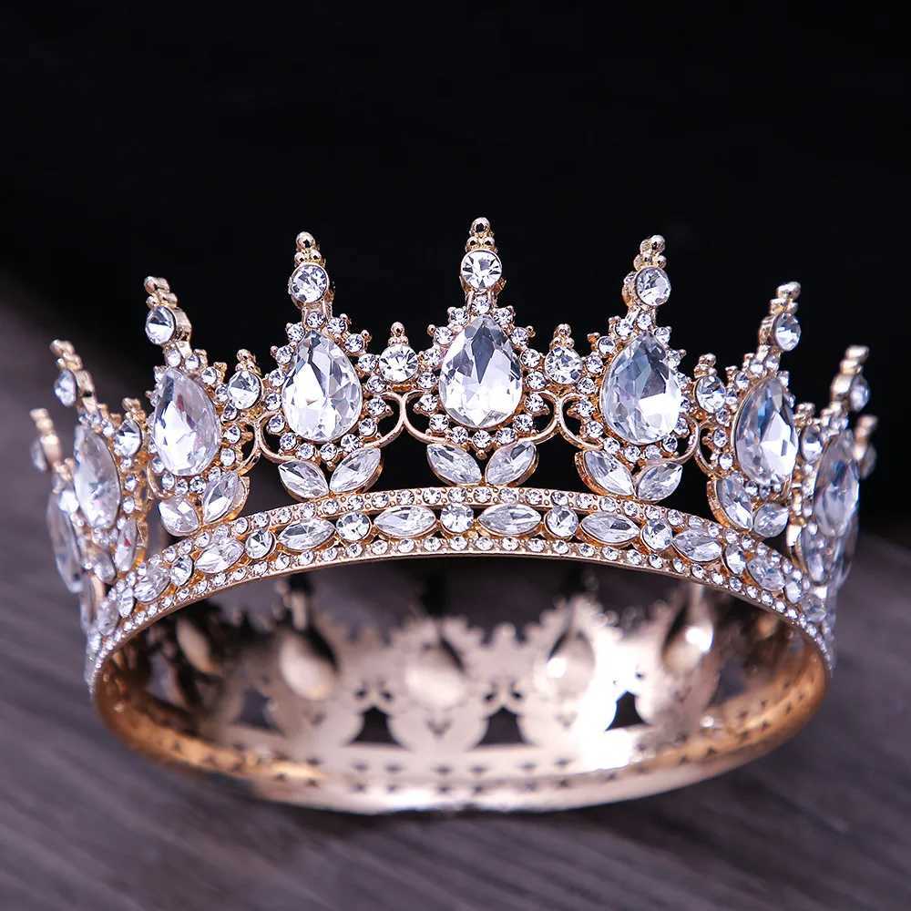 Tiaras Vintage Prinzessin Rosa Crystal Tiara Kronendem Diaadem Party Hochzeits Barock Strass Brautkronhaarschmuck Accessoires