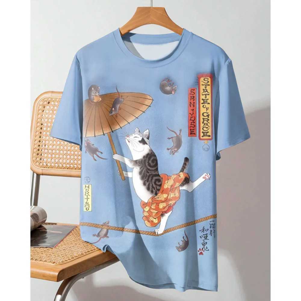 T-shirts Katheren met korte mouwen T-shirt Summer Fashion 3D Printing Cartoon Heren Kleding Heren Retro Daily Casual Topl2404