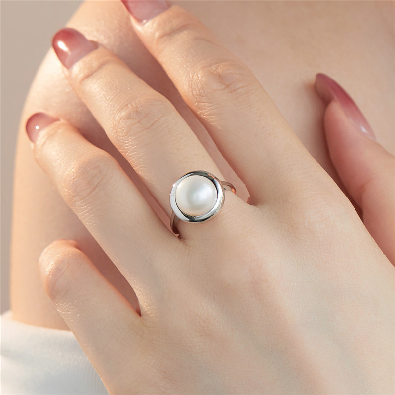 Lyxdesigner Shell Pearl Ring For Woman 925 Sterling Silver 5A Cubic Zirconia Charm Love Diamond 18K Gold Rings Womens smycken Friend Presentlåda Öppning Justerbar