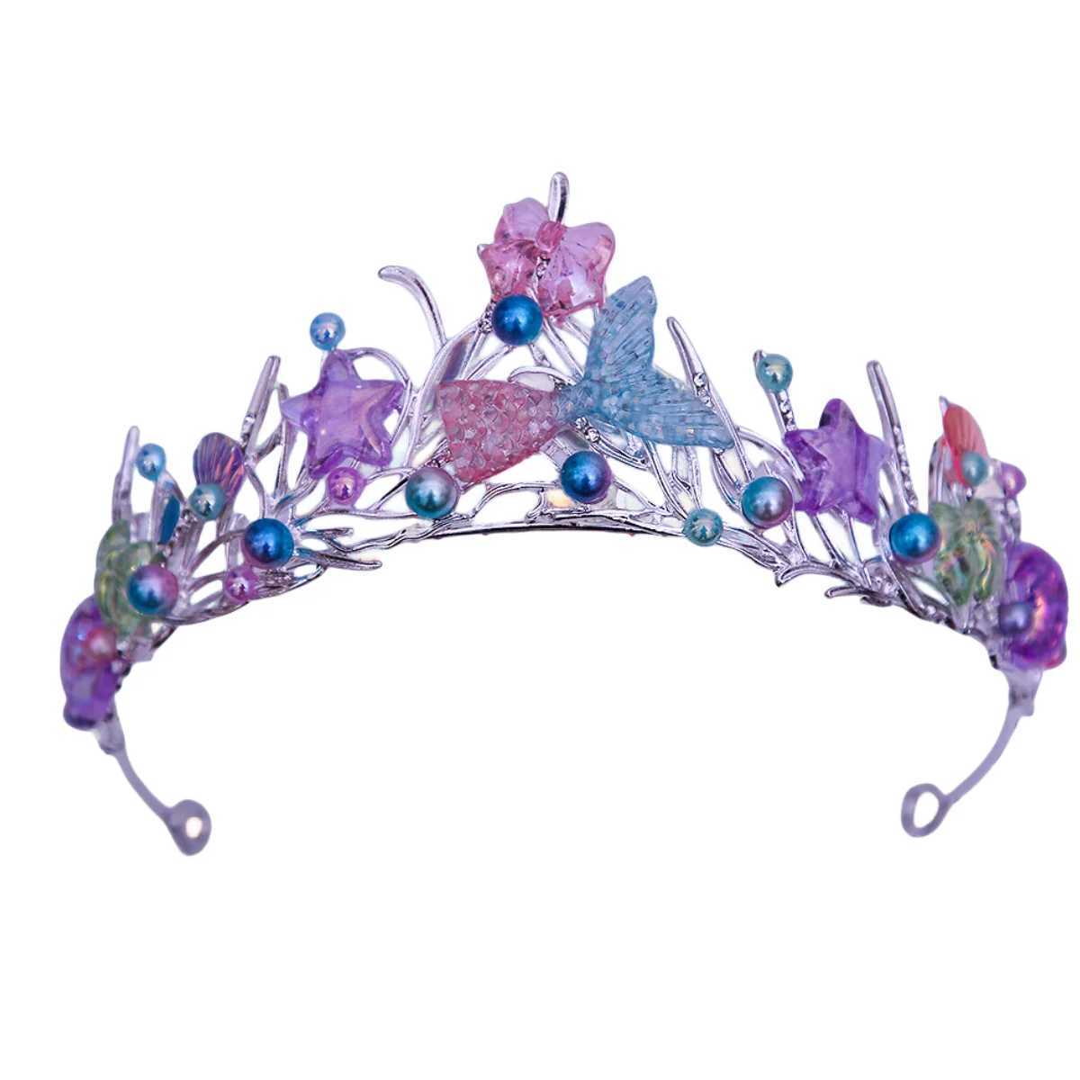 Tiaras Princess Ocean Style Fish Tail Shell -zeester Bloem Tiara Crown Women Girls Elegant Hair Dress Party Accessoires
