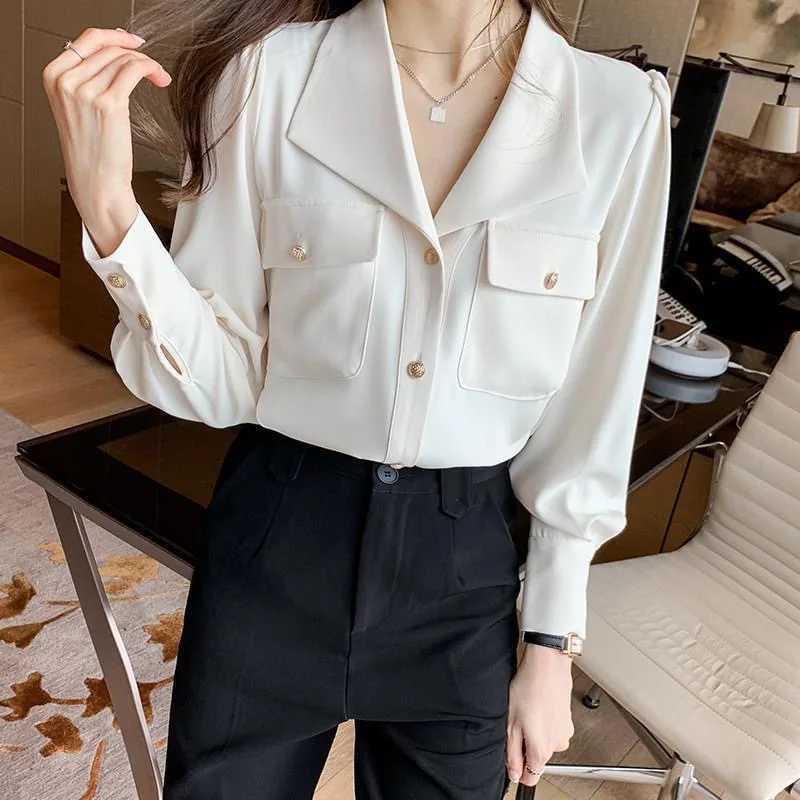 Women's Blouses Shirts Women Spring Autumn Style Blouses Shirts Lady Casual Turn-down Collar Long Slve Blusas Tops WY1039 Y240426