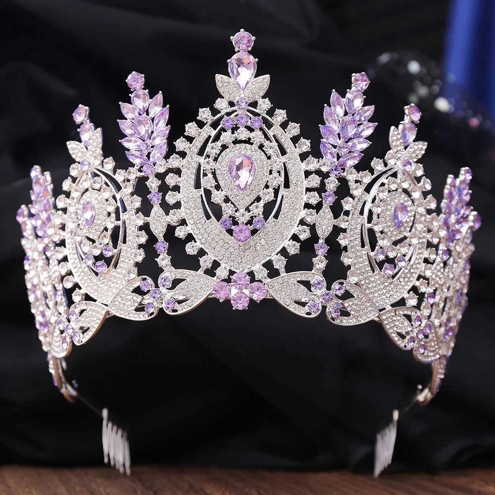 Tiaras 11 couleurs Baroque Fleur Full Crystal Tiara Couronne pour femmes Robe de luxe de mariage Reine Bride Bride Couronne Accessoires