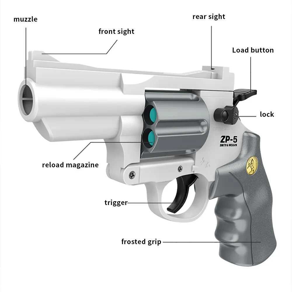 Pistolet toys zp- 5 pistolet pistolet pistolet à balle mousse mousse de mousse jouet mousse blaster pistolet pistolet avec silencieux pour les garçons adultes kid t240428
