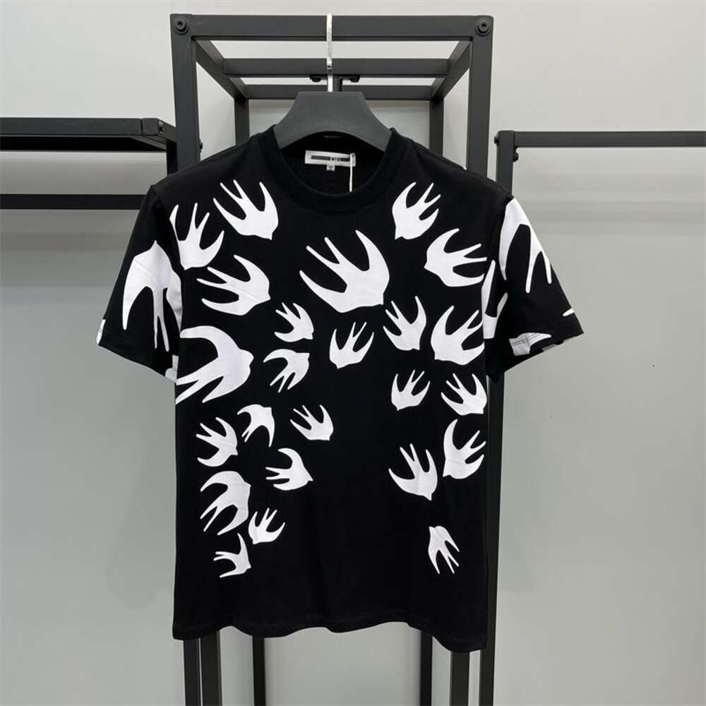 2024 Letnia marka mody wydrukowana Swallow T-shirt dla mężczyzn i kobiet pary czystą bawełnianą okrągłą szyję Casual Large