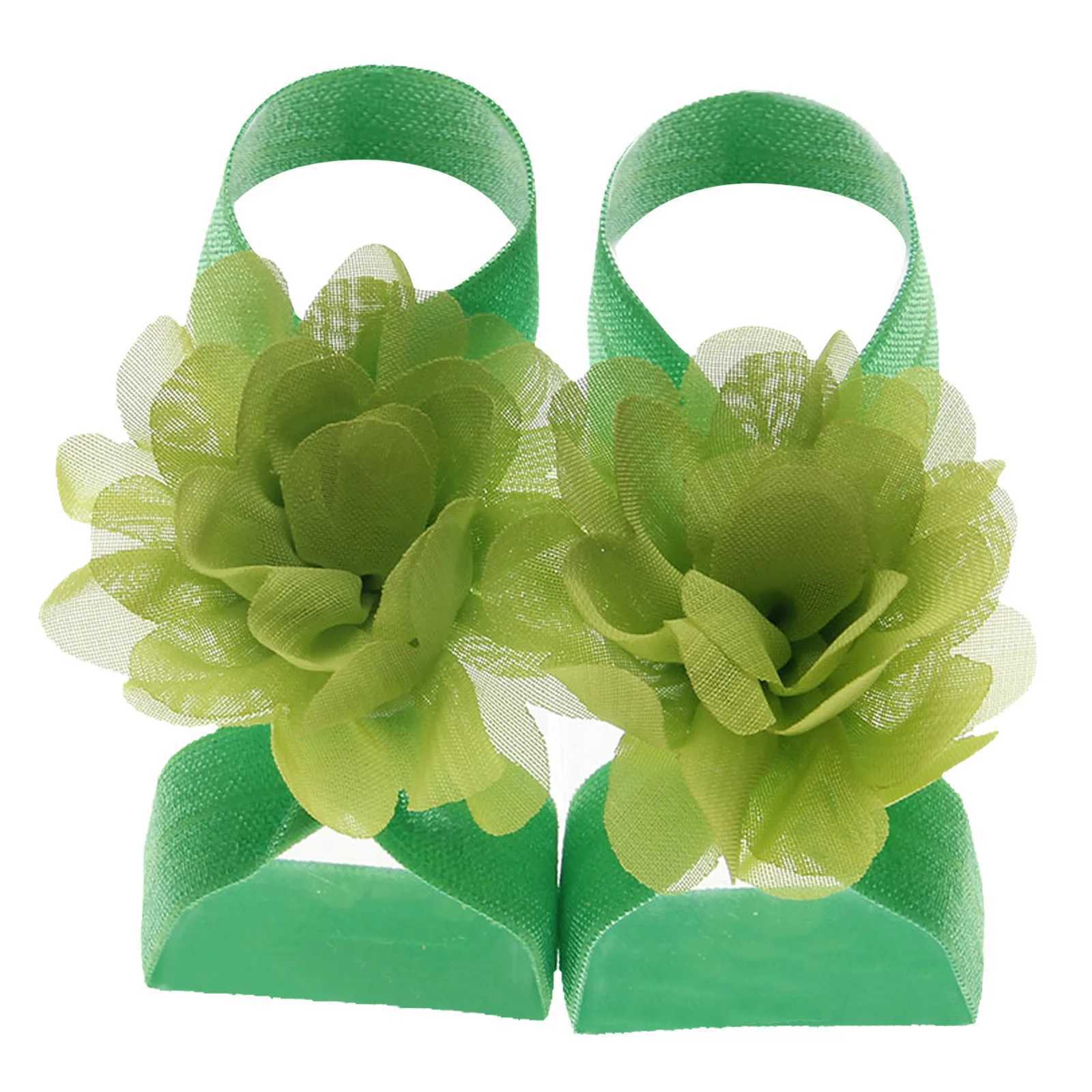 Sandalen chiffon bloem op blote voeten sandalen geschikt voor baby's meisjes pasgeborenen foto's rekwisieten kinderen mode -accessoiressl240429