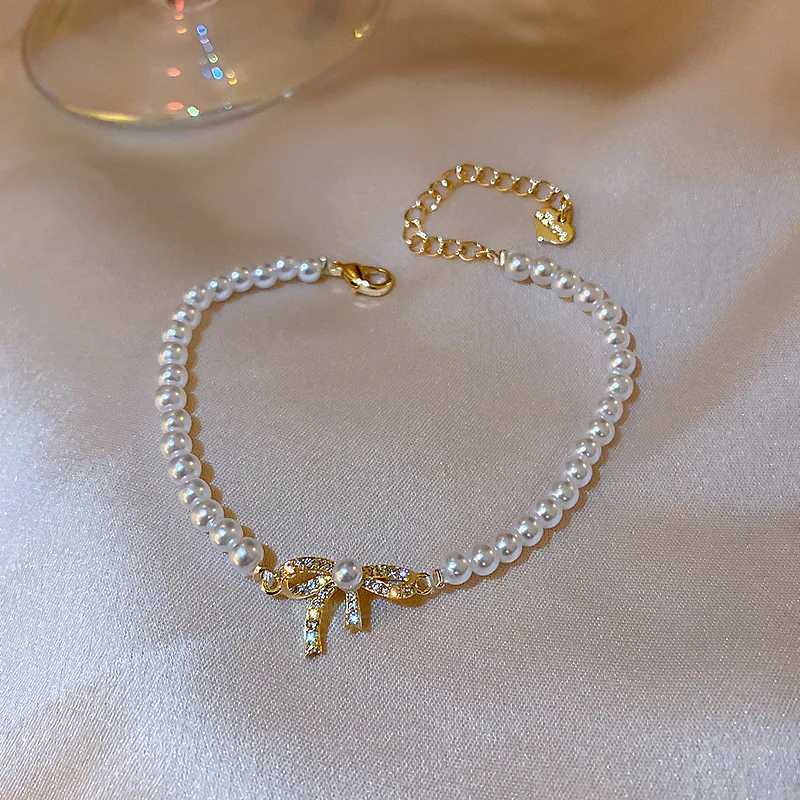 Łańcuch luksusowy złoty kolor krążkowy krowa regulowana bransoletka perłowa dla kobiet ślub ślubny