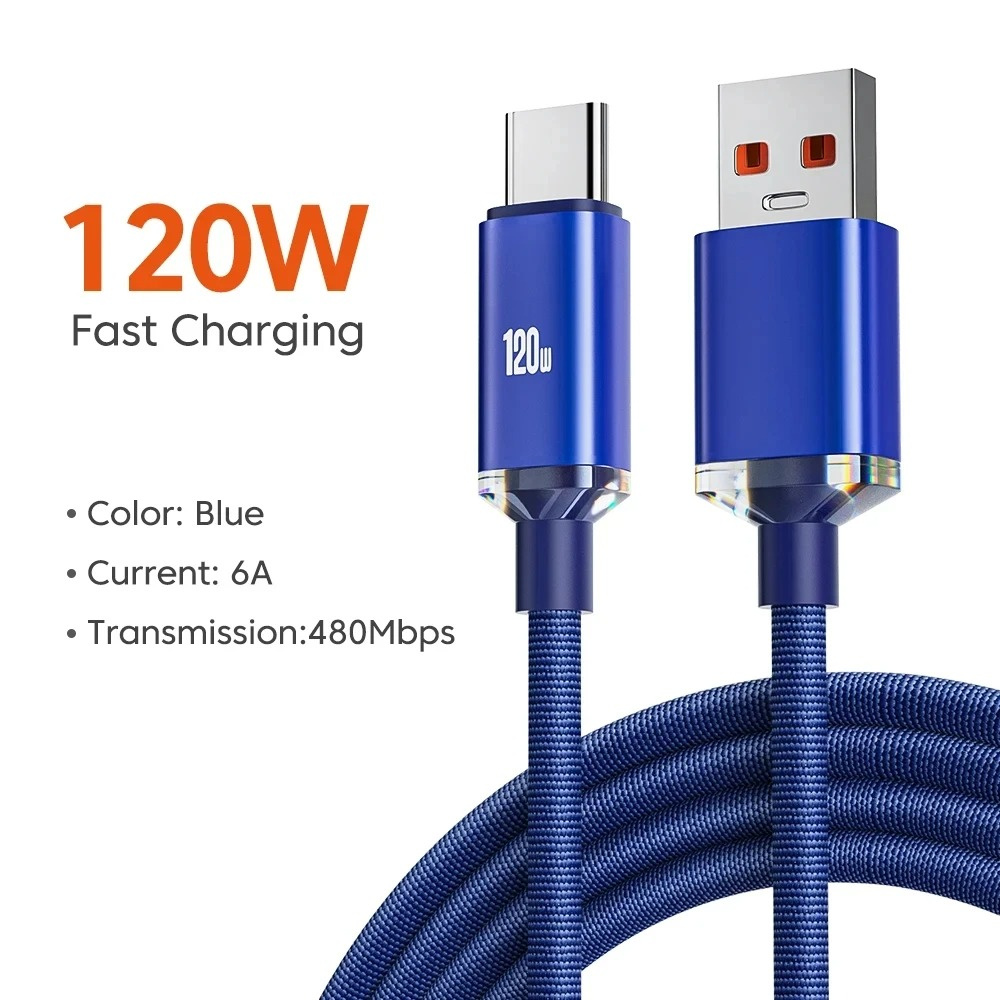 120W 6A Super szybkie szybkie ładowanie typu C Kabel 1m 1,5 m 2M USB C Kable dla Samsung Galaxy S20 S23 S24 UTRAL Uwaga 20 Xiaomi Huawei HTC Android Telefon 15/15Pro