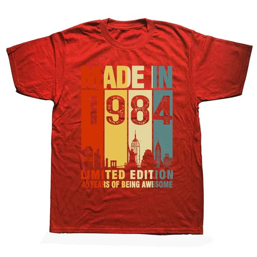 Camisetas masculinas 2024 feitas em 1984 Presentes de aniversário de 40 anos Bday Presente Camise
