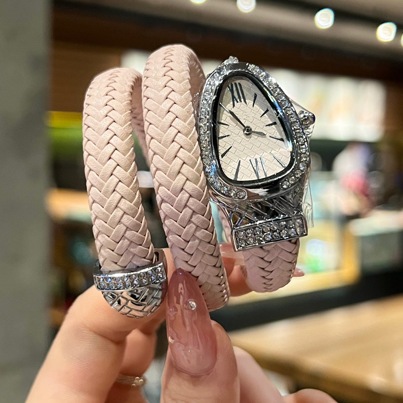 Luxury Snake Designer Women Bekijk dames diamant lederen band armband horloges topmerk polshorloges voor dame verjaardag kerstdag voor moederdag cadeau