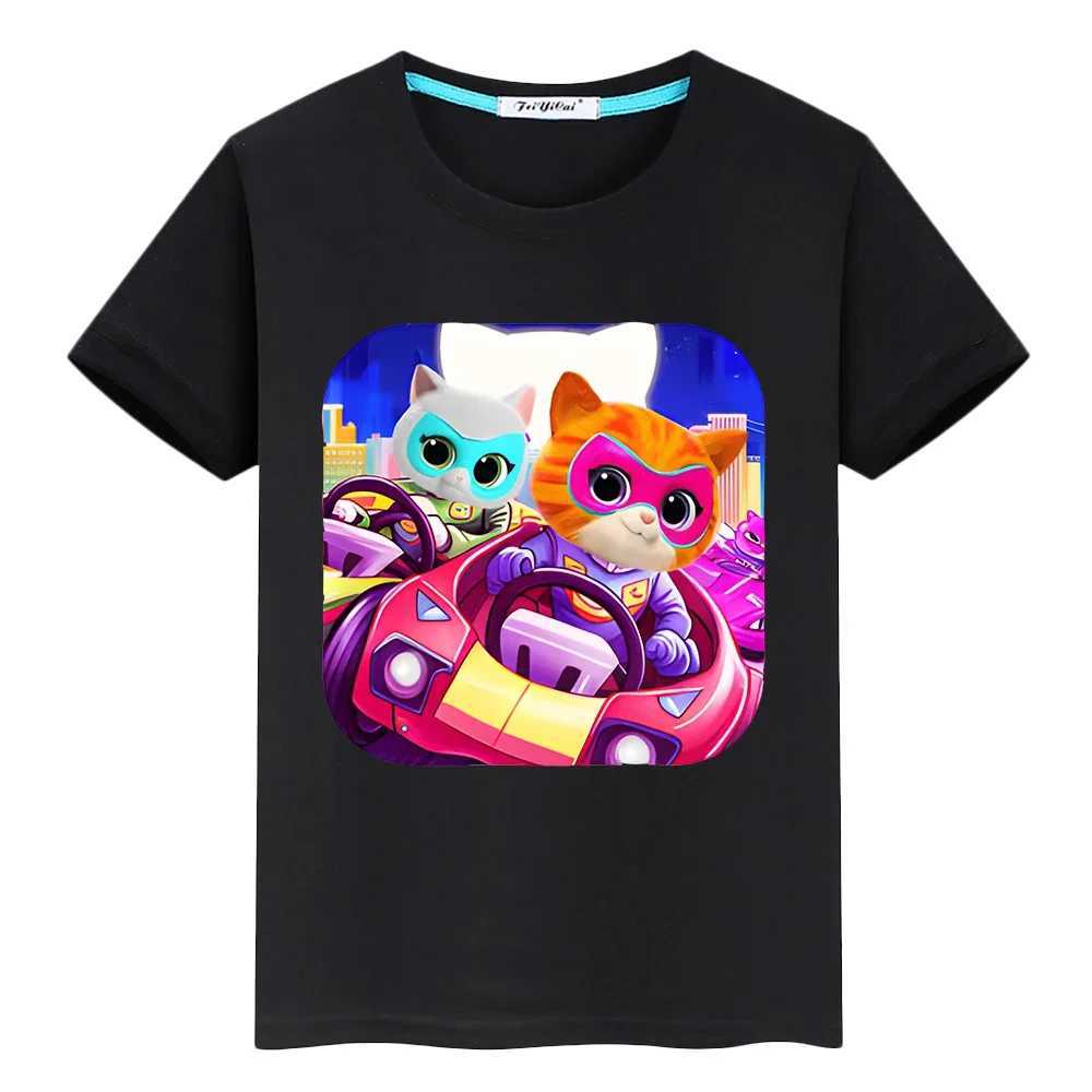 Camisetas Super Kitties 100% Algodón Summer Camiseta Orgullo Y2K One Piece Boys Cartoon Anime Camiseta impresa Top corta para niños Ropa Girll2404