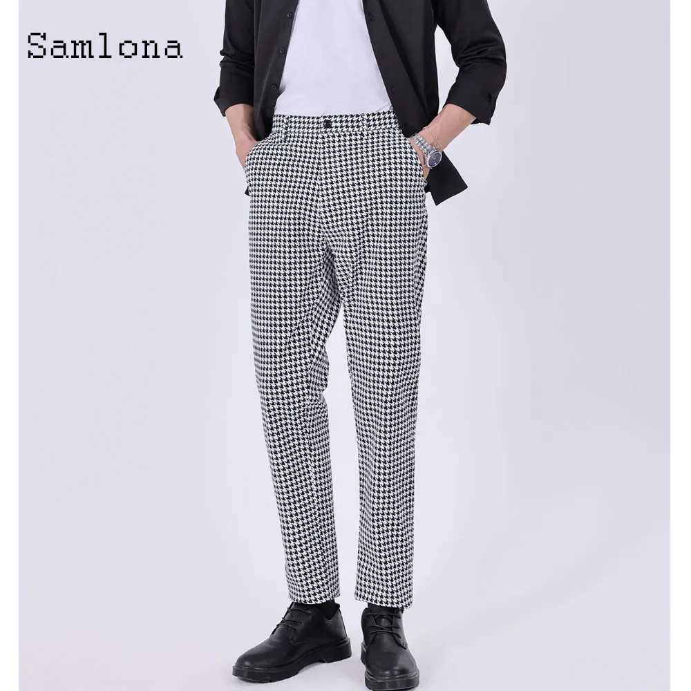 Pantalon masculin 2024 MENSE VERTICAL POCKE ÉLÉGANT Set European Style Formal Party Panter Plus Size Fashion Hound Q240429
