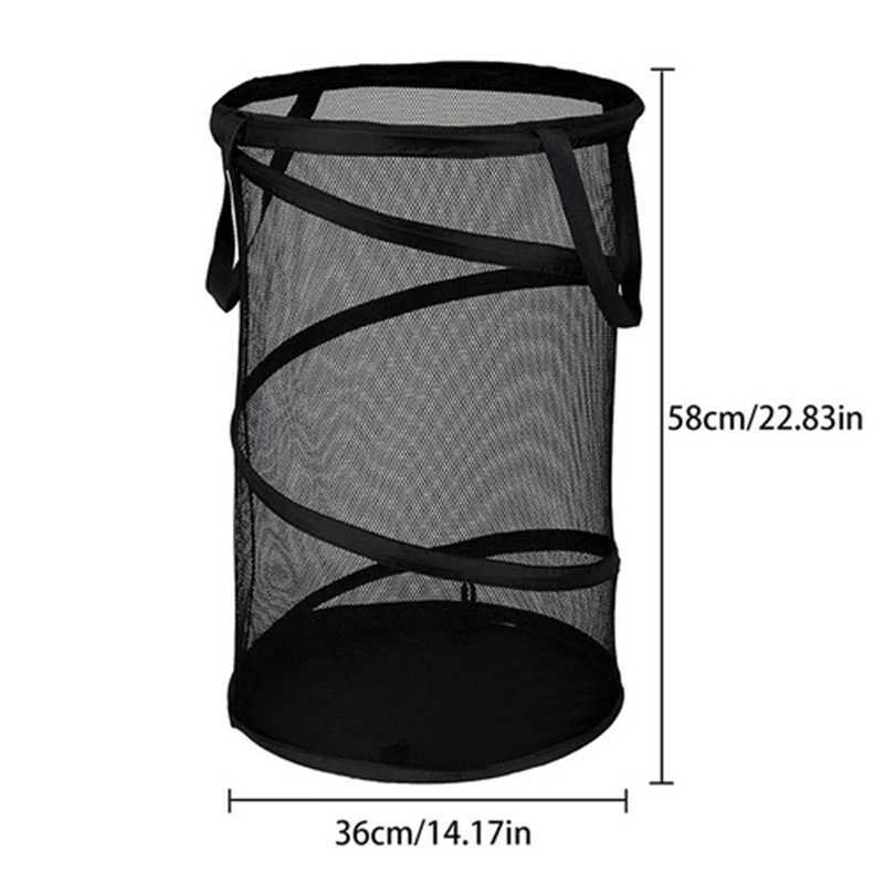 Storage Baskets Multi Functional Mesh Laundry Hamper Large Collapsible Mesh Breathable Household Laundry Hamper Sundries Organizer Basket