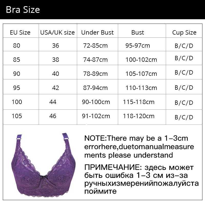 Bras Hot Full Cup Thin Underwear Small Bra Plus Size Adjustable Lace Bra Womens Bra Cover B C D Plus Size Lace Bra Y240426
