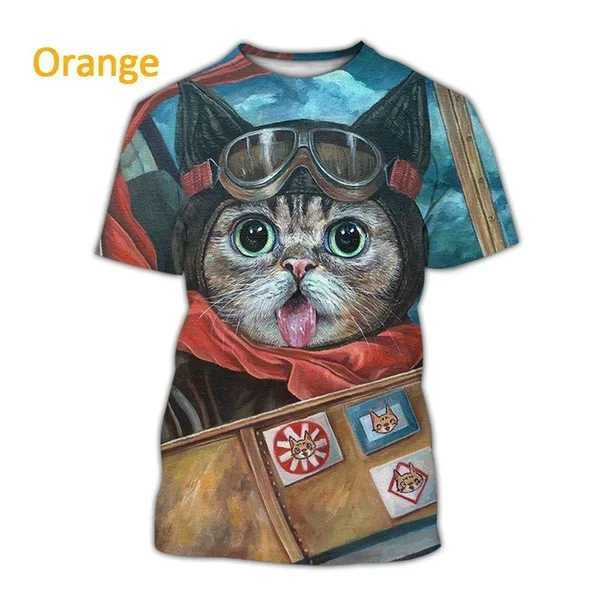 T-shirts Summer Fashion Funny Street Style Pullover mignon chat Cat T-shirt Leisure Creative 3D Printing Animal T-shirt Unisexe Round Neck T-shirtl2404
