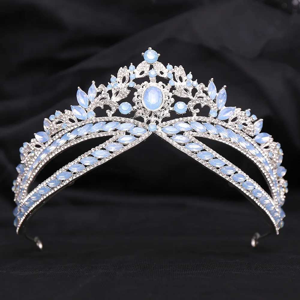 Tiaras olika stil blå opal tiara krona kvinnor bröllop parti gåva elegant brud brud brud kristall krona hårklänning tillbehör
