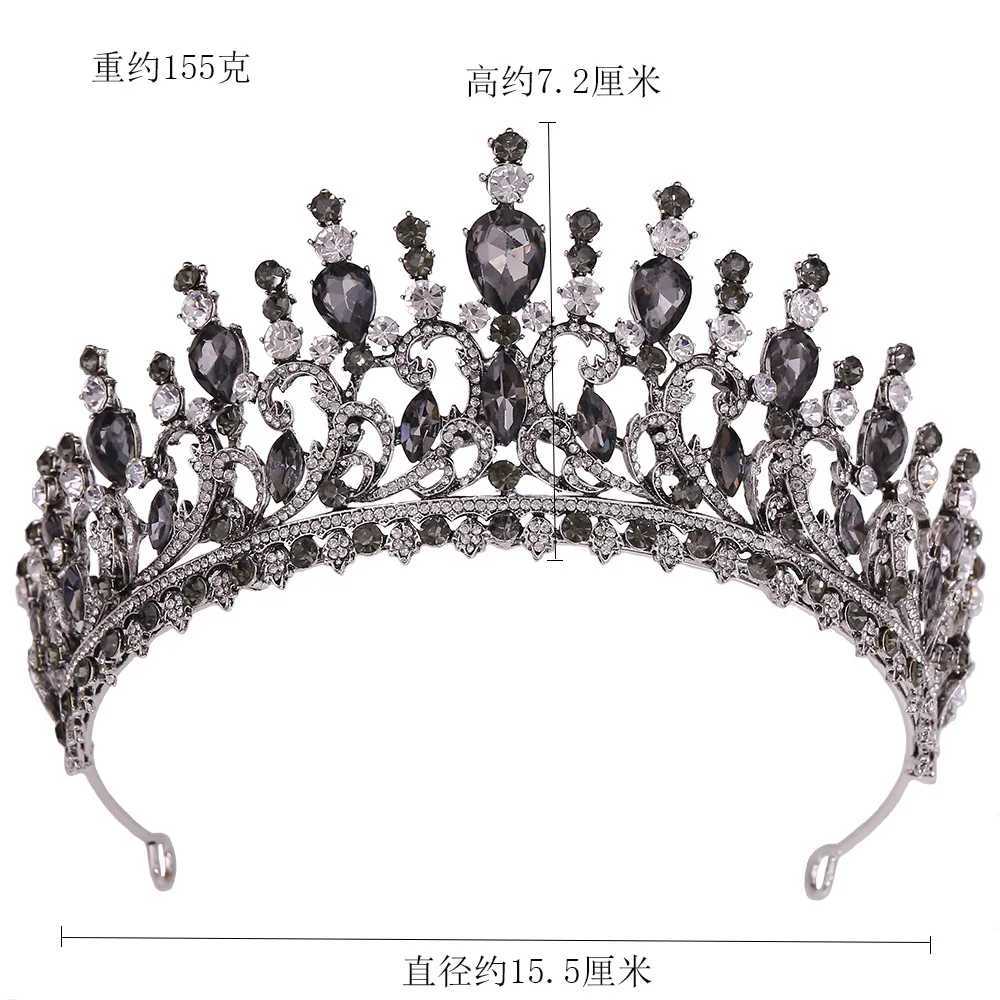 Tiaras barokke vintage kristallen bladeren tiara kroon voor vrouwen feest bruids prinses koningin blauwe strass kroon haarjurk sieraden