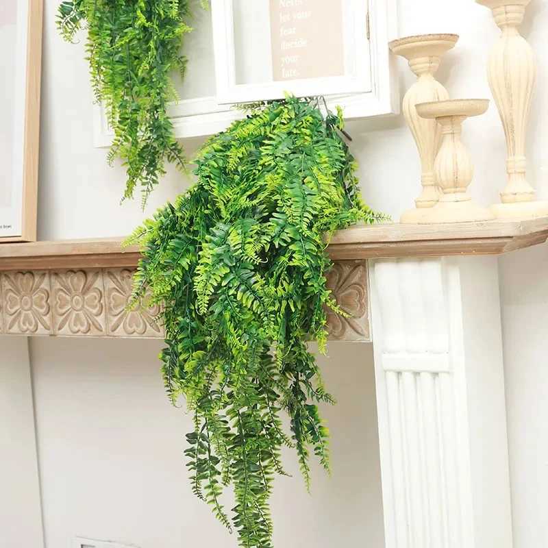 Flores secas Suculentas atificiais penduradas na parede Planta videira de videira verde galhos longos longos casamentos decoração da sala de estar guirlanda