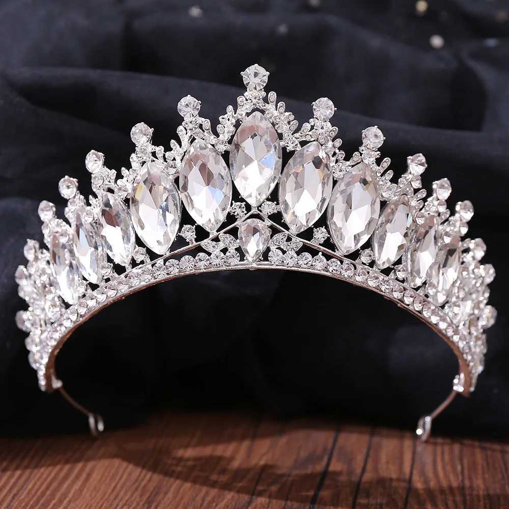 Tiaras baroccia di cristallo verde corona corona di lusso Principessa regina Rhinestone Tiara Wedding Accessori capelli capelli set di gioielli
