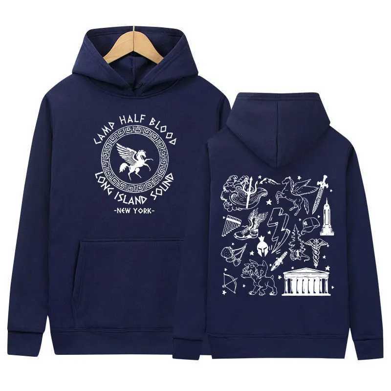 Felpa con cappuccio da uomo Campo Mezzo sangue Percy Jackson Hoodie Long Sone Pullover Casual Pullover Fedela da uomo Abbigliamento Fashi