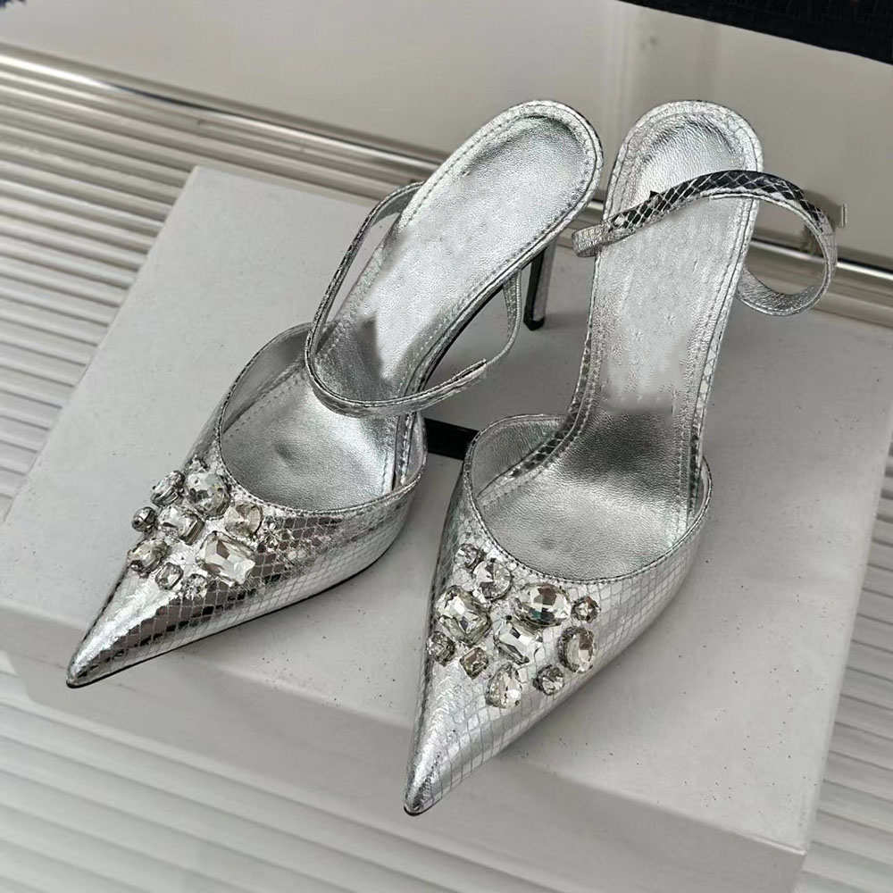 Special Sandal With Diamond 2024 Stylish Pointy Women's Party Shoes Designer Backless Classic Heels Sexiga Skinny Heels Sandaler