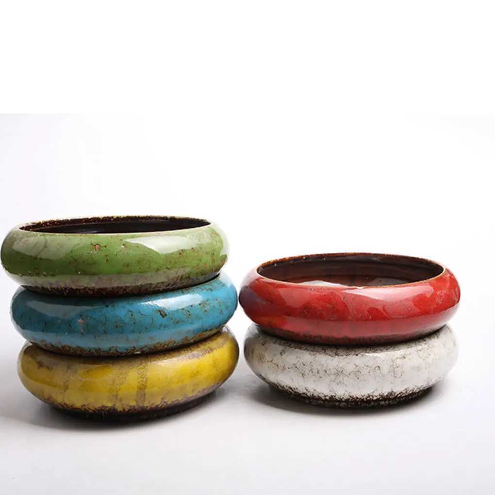Pflanzer Töpfe Keramik Retro Keramik glasierte Bonsai -Topf kreativ und langlebig für Pflanzenbegeisterte Blumen Kräuter Q240429