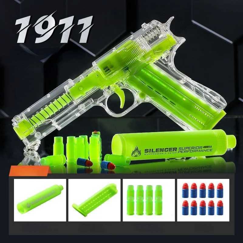 Pistolets pour enfants pour enfants pistolet pistolet soft simulation boy girl pistol 1911 glow-in-the sombre gun gun cadeau familial jeux t240428