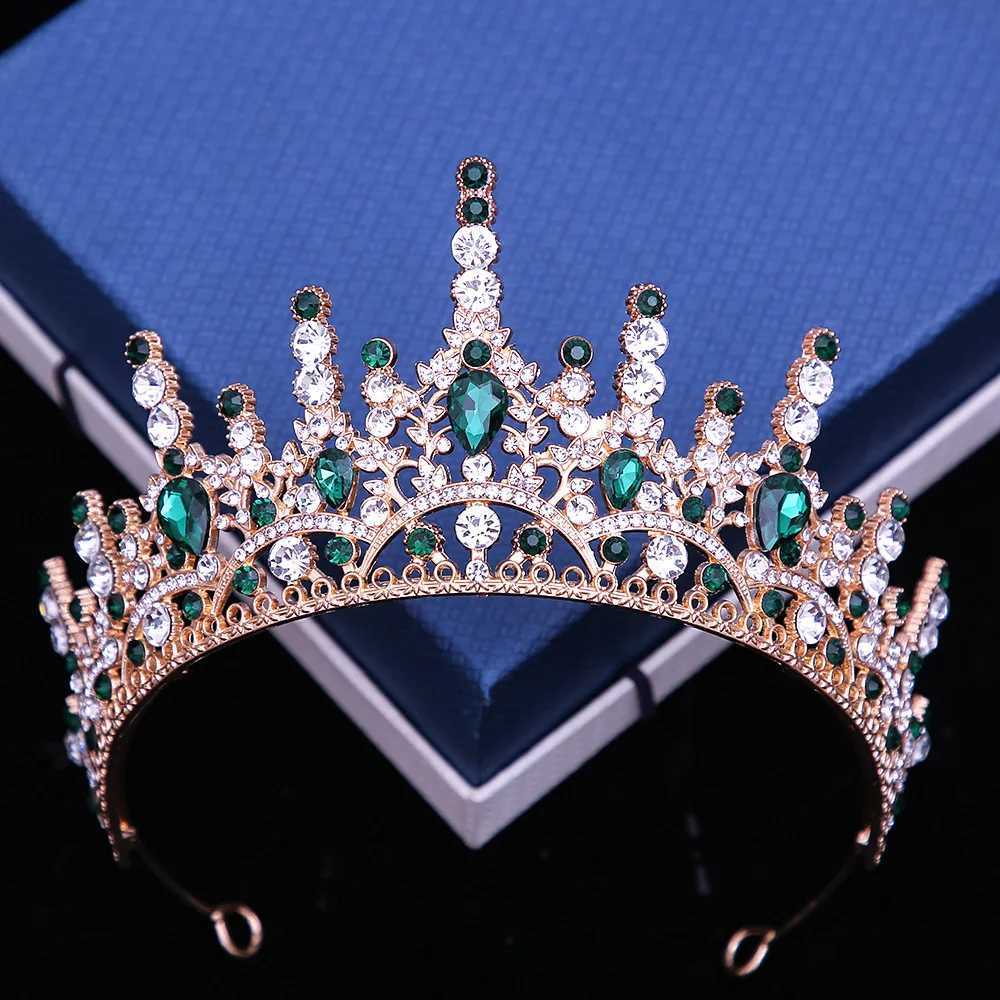 Tiaras 10 couleurs vert bleu rose rouge cristal diadème pour femmes filles de mariage filles 2023 New Queen Bridal Bride Couronne de cheveux bijoux