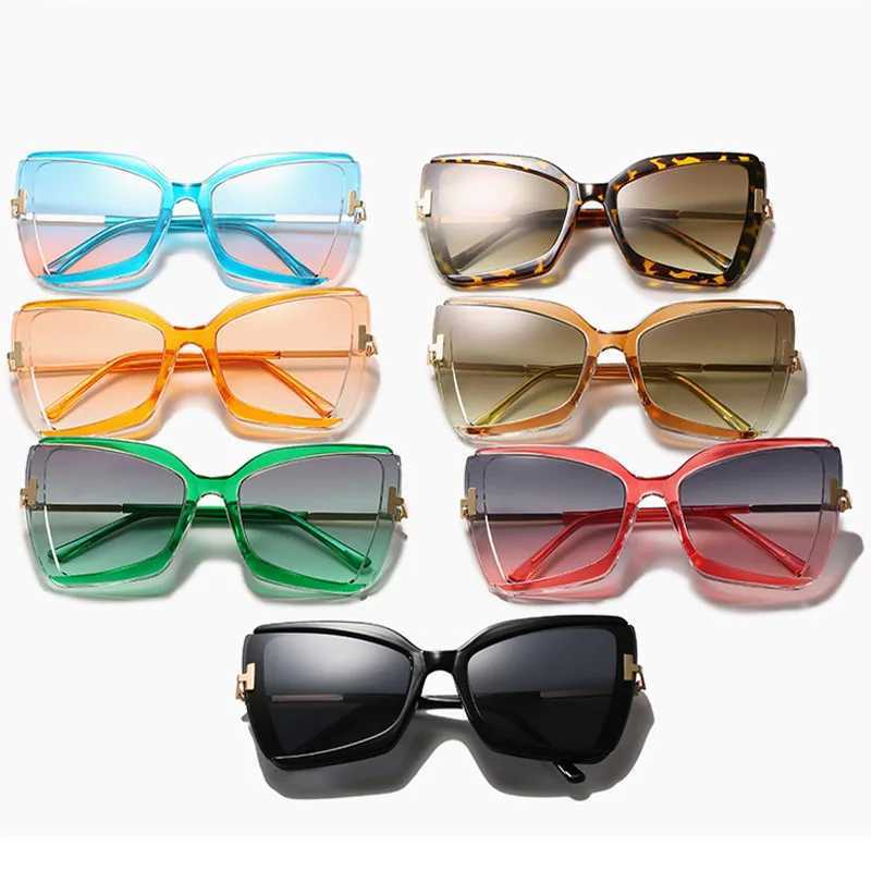 Sonnenbrille New Butterfly -Form Womens Mode Large Rahmen Square Suns Gläses Frauen Outdoor Sport Brillen UV400 OCULOS H240429