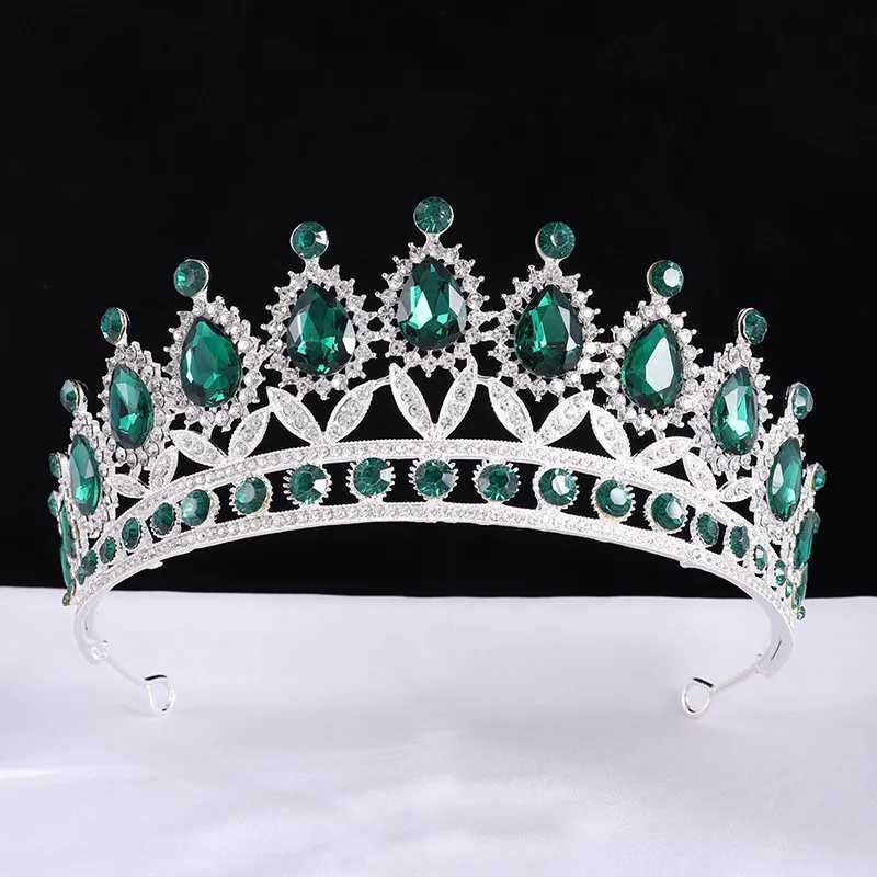 Tiaras Barok Prenses Gül Kırmızı Kristal Doğum Günü Tiara Crown 2023 Yeni Zarif Tiara Düğün Saç Elbisesi Tavuk Aksesuarları