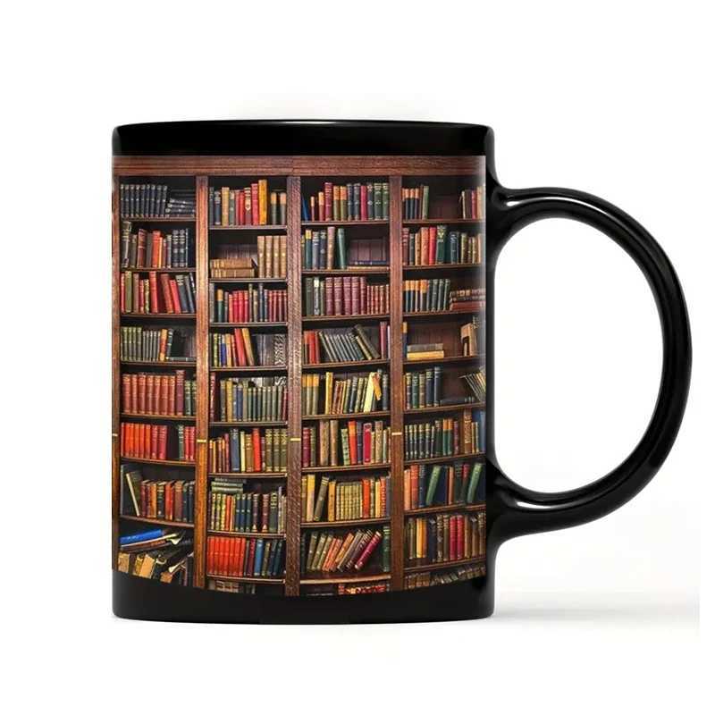 Mugs 3D Library Bookhelf Ceramic Cup Creative Multipurpose Cup Coffee Cup Research Milk Cup Home Table Decoration Friend Gifts J240428