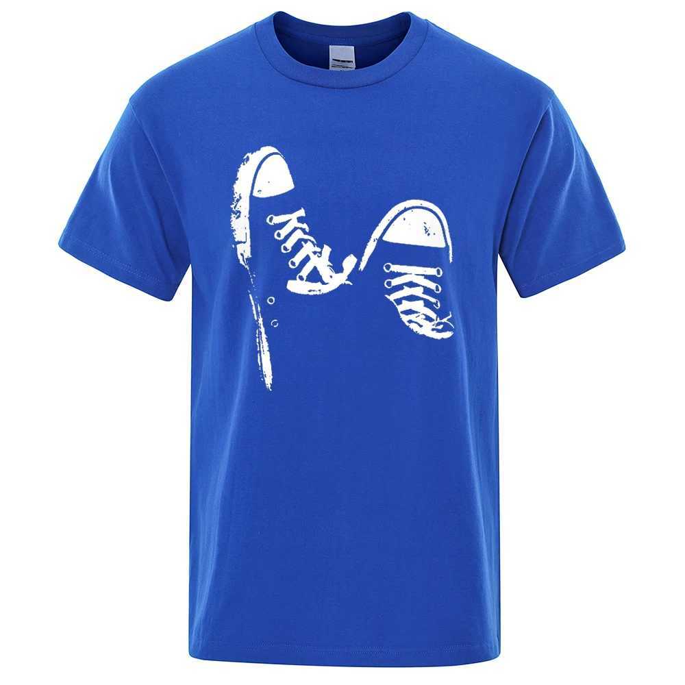 Erkek Tişörtler Sıcak Satış% 100 Pamuklu Kısa Skate Ayakkabıları Erkek Tişört Yaz Nefes Alabaş Kıyafetler O boyun büyük boy Slves Unisex H240429